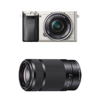 Sony Alpha a6000 Silver Interchangeable Lens Camera with 16-50mm and 55-210mm Sony E-Mount Lenses
