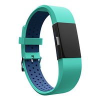 Teak - Fitbit Charge 2 Band - Silicone Sport Replacement Wristband - Universal Size, Blue and Teal