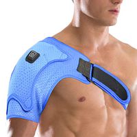 Heated Shoulder Brace Support Wrap, 3 Heat Settings, Heating Pad Support Brace for Rotator Cuff, Joint Capsule & Biceps Tendon Injury Shoulder Dislocation or Muscles Pain Relief Blue (L)