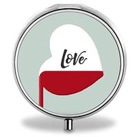 MLONE Pill Organizer - Round Stainless Steel Weekly Pill Case 3 Times-a-Day for Travelling/Pocket/Daily Needs, Medication Box Compartments to Hold Vitamins, Cod Liver Oil, Supplements (with Mirror)