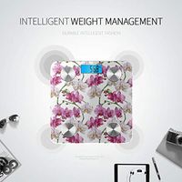 LYAOE Bluetooth Body Fat Scale Floral Pattern Orchids Hand Painted Smart Wireless Scale with LCD Display Measuring Body Weight Bmi and Health Digital Scale