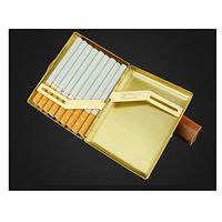 XSWY Copper Cigarette Case, Vintage Portable Engraving Cigarette Case, 18 Sticks, (Color : Gold)
