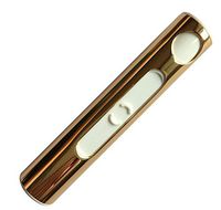 Mini rechargeable windproof long battery life no gas electronic lighter with USB charging cable flameless safe portable slim cigarette lighter set (golden)