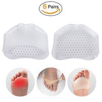 MQSS Metatarsal Sleeve with Sole Cushion Gel Pads Ball of Foot Cushions for Women and Men,Breathable Soft Forefoot Pad for Metatarsalgia, Callus,Relieve PainWhite-6 Pairs
