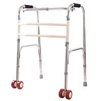 LHQ-HQ Elderly Walker Dual-Purpose Walker Four Corner Cane Wheel Stainless Steel Folding Walker Non-Slip Walking Stick with Hospital