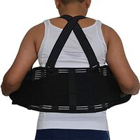 Men Back Support Belt Pain Heavy Lift Working Protector Lumbar Belt Brace Posture Corrector,Black,S