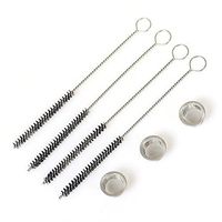 Ruhong Hotsale 0.5 inch Diameter Crystal Tobacco Pipe Screen Crystal Tobacco Pipes Stainless Steel Mental Filter Brushes for Crystal Smoking Pipe (3creens&4 brusheses)