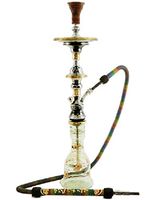 Khalil Mamoon Silk Tri-Metal Hookah 32" Single Hose Hookah + Free 1 Flavor