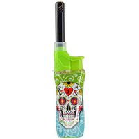 Windproof Flame Utility Torch Lighter Fashion Designs - Green Skull