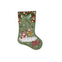 AkoMatial Green Christmas Socks Merry Christmas Stockings Santa Claus Snowman Elk Xmas Ornament New Year Decorations Large Size Candy Socks Snowman