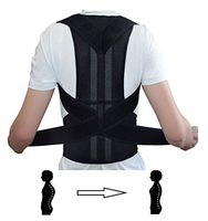 Posture Support | Full Back Brace | Back Straightener Posture Corrector to Improve Posture for Men and Women for Kyphosis Scoliosis (M: Waist Length fits 31.4-37.4", Black)