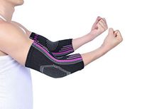 Doc Miller Premium Elbow Sleeve 1 Pair Brace Support for Golf Tennis Elbow Arthritis Tendonitis Post Workout Increases Circulation Eases Swelling (Pink, Large)