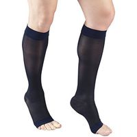 Truform Sheer Compression Stockings, 15-20 mmHg, Women's Knee High Length, Open Toe, 20 Denier, Navy, Medium