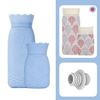 Hot Water Bottle with Knit Cover Microwave Heating Bottle Environmental Silicone Hot Water Bag with Knit Cover Hot & Cold Therapies Gift for Birthday Christmas Valentine's Day 2 Pack