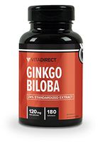 Vitadirect Premium Ginkgo Biloba Extract (Standardized), 120 mg, 180 Capsules, Non-GMO, Gluten Free, Vegetarian Capsules
