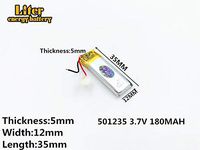 3.7V180mAh 501235Lithium Polymer Ion Rechargeable Battery Lithium Polymer Li-Po Battery for MP4 GPS MP3 Bluetooth Stereo DIY Gift