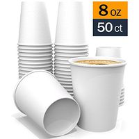 8 oz – White Coffee Paper Cups for Tea Water and Cocoa 50 ct