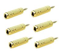 Liyafy Gold Plated Audio Convertor for Audio Earphone1/8 inch 3.5mm Male Plug to 1/4 inch 6.5mm Female Jack Stereo Adapte 6Pcs