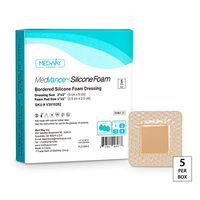 MedVanceTM Silicone - Bordered Silicone Adhesive Foam Dressing Size 2"x2" (1"x1" Pad), Box of 5 dressings