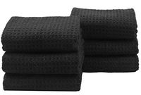 SINLAND Thick Microfiber Dish Cloths Waffle Weave Kitchen Cleaning Cloth Dish Rags 13inch X 13inch 6 Pack Black