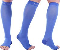 Doc Miller Open Toe Compression Socks 1 Pair 30-40mmHg Edema (Blue, L)