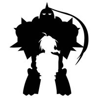 Full Metal Alchemist Ed and Al Brothers Silhouette (Version 2) - Vinyl - 4" tall (Color BLACK) decal laptop tablet skateboard car windows stickers
