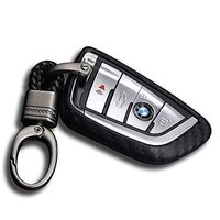 S-WEKA CARBON FIBER STYLE Black Carbon Fiber Texture Car Key Case Cover Holder Pouch Remote Key Chains Key Bag Fit For BMW Key Fob