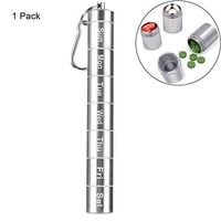 Keychain 7 Days Pill Case, Golden^Li 1 Pack Portable Metal Travel Medicine Organizer with 7 Compartments, Waterproof Daily Pill Container Holder for Outdoor Sports Camping Climbing First Aid