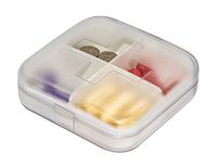Clear Mini 4 Slots Plastic Travel Pills/Vitamins Box Multi-Purpose Organizer