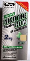 Rugby Sugar Free Nicotine Polacrilex gum ~ 2 MG ~ Mint Flavor ~ 50 Chewing pieces ~ Stop Smoking Aid