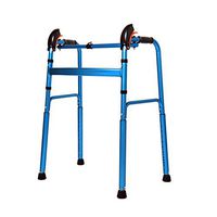 PIWYHOW Foldable Walker for Disabled, Aluminum Height Adjustable Elderly Rehabilitation Products, Upright Knee Portable Lightweight Medical Instruments, Blue