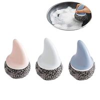 Stainless Steel Scourer Pan Dish Bowl Cleaning Scrubber Balls Home Kitchen Bathroom Utensils with Creative Shark Grip (Pack of 3)