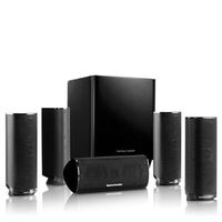 Bundle: Harman Kardon 5.1 Channel Home Theater Speaker Package (Black) and Quirky Pivot Power Jr. Surge Protector