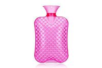 Elonglin 1L Hot Water Bottle Open Top Natural Rubber with Flano Cover Quick Pain Relief and Comfort Sleep Salient Point Pink