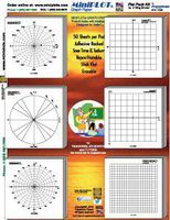 MiniPLOT Graph Paper Kit: Polar & XY coordinate grid designs for TRIGONOMETRY printed on 3x3" Sticky Note pads. 50 adhesive backed sheets per pad. Pads mounted on 8.5x11" cardstock.
