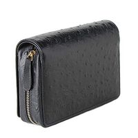LHFJ Genuine Leather Tobacco Smoking Pipe Pouch Bag Organize Case Pipe Tools Holder Pocket for 3 Pipes, Multi Space Men Leather Wallet, Black