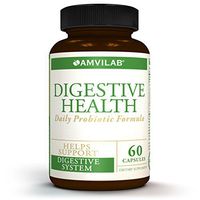 AMVILAB Digestive Health Supplement,Daily Probiotic 7 Billion CFUs per Capsule,5 Essential Strains Including Lactobacillus GG. Supports Intestinal and Immune Health. 60 Capsules