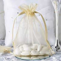 Efavormart 50PCS Champagne Organza Gift Bag Drawstring Pouch Wedding Favors Bridal Shower Treat Jewelry Bags - 5"x7"