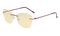 Eyekepper Computer Glasses for Women Blue Light Blocking-Ladies Rimless Large Cateye Eyeglasses with Yellow Filter Lens,Red