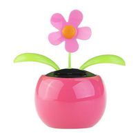 Tinksky Dacing Solar Flower Car Decor Solar Powered Happy Dancing Flower in the Pot Office Desk Display (Pink)