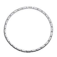 Rando Mens Magnetic Therapy Link Chain Necklace Stainless Steel 2 Rows Germanium Energy Health Necklace for Neck Arthritis Headaches Shoulder Pain Relief Jewelry (Silver)