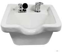 Pro Hair Tools Salon Barber Porcelain Wall Mounted Square Shampoo Bowl in (White) + Free Cape Co. Cutting Cape ($29 Value)