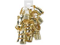 Pack Of 12, Solid Cream Stripe on Metallic Gold Curly Gift Bows - 12 Strands on Hang Tab Made In USA