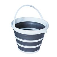 Saibor Collapsible Plastic Bucket with Handle,Car Wash Bucket,Collapsible Bowls for Camping, Fishing,10L Cleaning Pail, Mop with Handle(Grey)