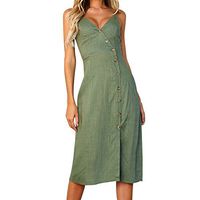 BEAUTYVAN Sexy Women's Summer Beach Midi Dress Shift Dress Button Sleeveless Sundresses