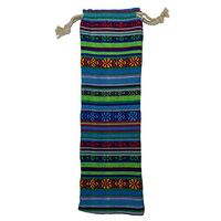 STRAW CARRYING CASE - STAINLESS STEEL, SILICONE AND OTHER REUSABLE STRAWS (Blue/Green Multi-Color Stripe, Single Large)