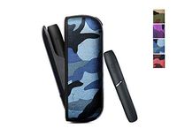 [PU Case for IQOS 3.0] Electronic Cigarette Soft Holder Pocket Charger Cover Full-Protective Case from Impact, Dust, Scratch (Camo Blue)