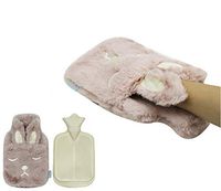 Suillty Premium Classic Natural Rubber Hot Water Bottle with Cute Rabbit Plush Cover Cozy Faux Fur Cover(750ml, Pink)