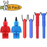 Chew Necklace by GNAWRISHING - 6-Pack (Robo, Diamond and Cylinder）- Perfect for Autistic, ADHD, SPD, Oral Motor Children, Kids, Boys, and Girls (Tough, Long-Lasting)