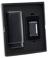 Visol "Naturale" and Black "Zidane" Cigar Case and Lighter Gift Set